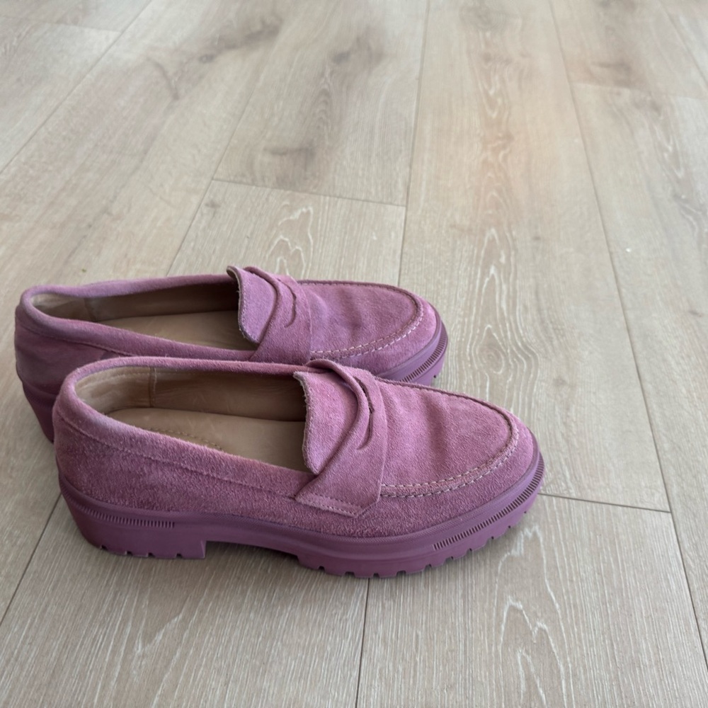 Patina Pink Suede Loafers